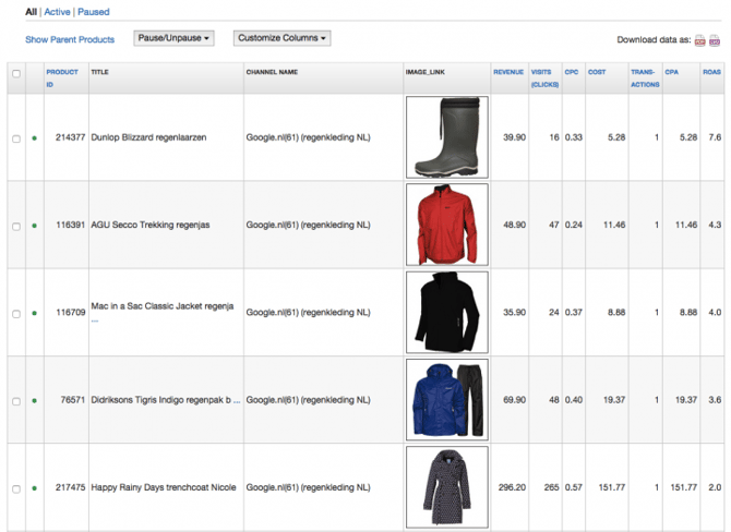 datafeedwatch-analytics-Filterprodukte
